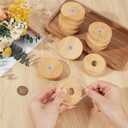 OLYCRAFT 12Pcs Bamboo Lids for Glass Cups 2.5 Inch Reusable Cup Lid with Straw Hole Wood Mason Jar Lids Replacement Beer Glasses Lid Wooden Lids with Leak-proof Silicone for Regular Mouth Beer Glasses