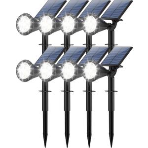 Solar Lights Outdoor Waterproof IP65 180 Adjustable Solar Powered Landscape Spot Lights for Yard 4 Lighting Modes Spotlights for Pathway Garden Outside Wall Pool Porch (8 Pack, Cool White)