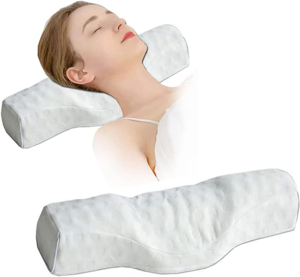 Cervical Neck Pillow for Pain Relief Sleeping, Neck roll Pillow Memory Foam for Stiff Neck Pain Relief Travel Bolster Pillow for Bed for Side Sleepers Back Sleeper. (White)