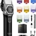 ANGFAN Professional Cordless Hair Clippers for Men - 8000RPM 5-Speed Motor with 440C Black Oxide Blades, Barber Clippers Kit with Charging Dock & 8 Guards,Salon Grade Hair Cutting Set for Barbers