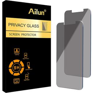 Ailun Privacy Screen Protector for iPhone 17e / iPhone 16e / iPhone 14 / iPhone 13 / iPhone 13 Pro [6.1 Inch] 2 Pack Anti Spy Private Tempered Glass Case Friendly [Not for iPhone 16 6.1 Inch]