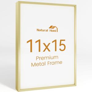 11x15 Aluminum Metal Picture Frame,Tempered Glass Gold Photo Frame 11x15 for Family Photo,Posters,Art,Document to Wall Mount Horizontally or Vertically