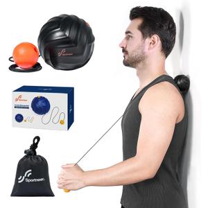 Sportneer Massage Lacrosse Ball with String, Deep Tissue Massager for Back Myofascial Release, Shoulder Trigger Point Therapy & Foot Plantar Fasciitis, Free Relax for Whole Body, Black