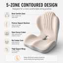 Saker Ergonomic Memory Foam Seat Cushion with Back Support, 2-in-1 Coccyx Cutout Chair Pad for Office, Car, Gaming Chair and Wheelchair, Contoured Lumbar Support for Long Sitting (Grey)