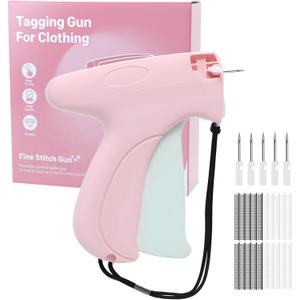 Stitch Gun for Clothes Handheld with 6 Needles, 1000 Black & 1000 White 5mm Mini Fasteners - Quick Clothing Fixer Micro Tagging Gun for Garments