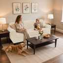 subrtex Slipcover Sets for Sofa, 7 Pieces Stretch Furniture Cover, Wear Resistant, Washable, Checkered Pattern, Ivory (Large)