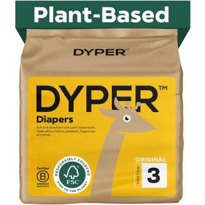DYPER - Baby Diapers Hypoallergenic Cloth Alternative Day & Overnight Protection - Made with Plant-Based* & Honest Ingredients - Size 3 (28 Count)