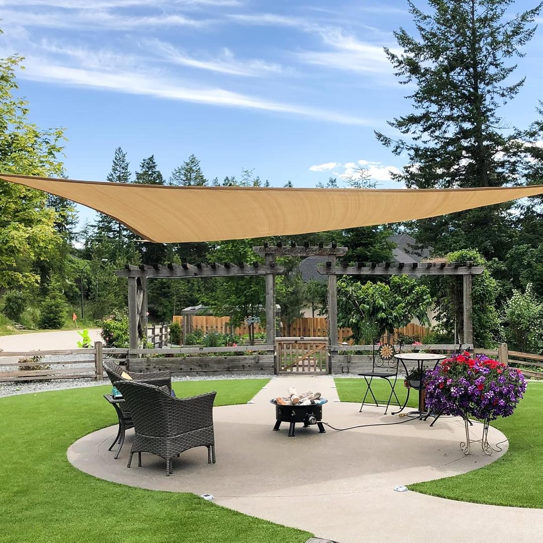 Garden EXPERT 12'x16' Sun Shade Sail Rectangle Canopy Shade Cover for Patio Garden Outdoor Backyard, Terra