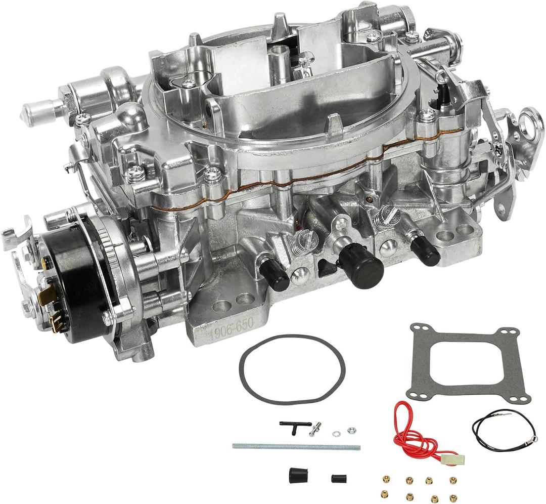 LEAPTREND Carburetor 1906 AVS2 650 CFM with Electric Choke Compatible with 1906 AVS2 Series 650CFM Carburetor 4 Barrel Annular Booster Satin Finish Square Bore