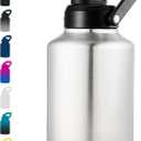 Fijinhom Insulated Gallon Jug, Large 128oz Stainless Steel Insulated Water Bottles with Handle, Leak proof, Double-Wall Vacuum Insulation for Construction Sites, Camping and Hiking, Stainless steel
