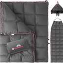 Down Camping Blanket - Dark Grey, 1lb 6oz / 77 * 52' Lightweight Packable Warm Puffy Travel Quilt with Footbox, Waterproof Outdoor Blankets for Hiking, Travel, Hammock & Stadium Down Quilt