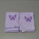 SmoothNovelty 2 Pcs Butterfly Hand Towels Light Purple Bathroom Decor 14x29 Inch Embroidered 100% Cotton Soft Absorbent Spring Summer Washcloths Decorative Hand Towels for Bathroom Kitchen