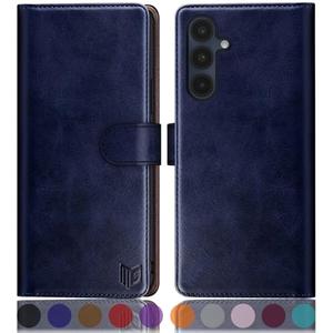 SUANPOT Compatible with Samsung Galaxy A16 5G Wallet case with RFID Blocking Credit Card Holder,Flip Book PU Leather Protective Cover Women Men for Samsung A16 Phone case Blue