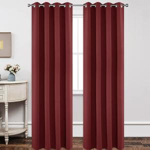 Joydeco Blackout Curtains 108 Inch Length 2 Panels Set, Thermal Insulated Long Curtains 2 Burg, Room Darkening Grommet Drapes for Living Room Bedroom Window (W52 x L108 Inch, Burgundy Red)