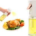 Oil Sprayer for Cooking, 220ml olive oil sprayer, oil spray bottle for Air Fryer, oil mister for Baking, Salad Dressings, Grilling (Glass Bottle, 220ml/7.4 oz) (White)
