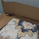 8ft Round Rug, Area Rugs 8ft, Washable Rug, Non-Slip, Rugs for Living Room for Bedroom, Circle , Vintage Rugs Boho Floral Medallion, Low Pile, Soft, Beige Dark Blue Navy Red