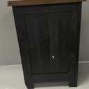 Signature Design by Ashley Valebeck Rustic Farmhouse Chair Side End Table with Cabinet Door, Distressed Black