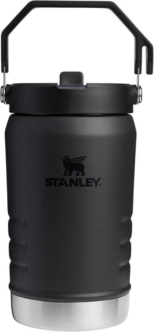 STANLEY IceFlow 2.0 Flip Straw Jug with Handle 40 oz | Twist On Lid and Flip Up Straw | Leakproof for Travel and Sports | Insulated Stainless Steel | BPA-Free | Black 2.0