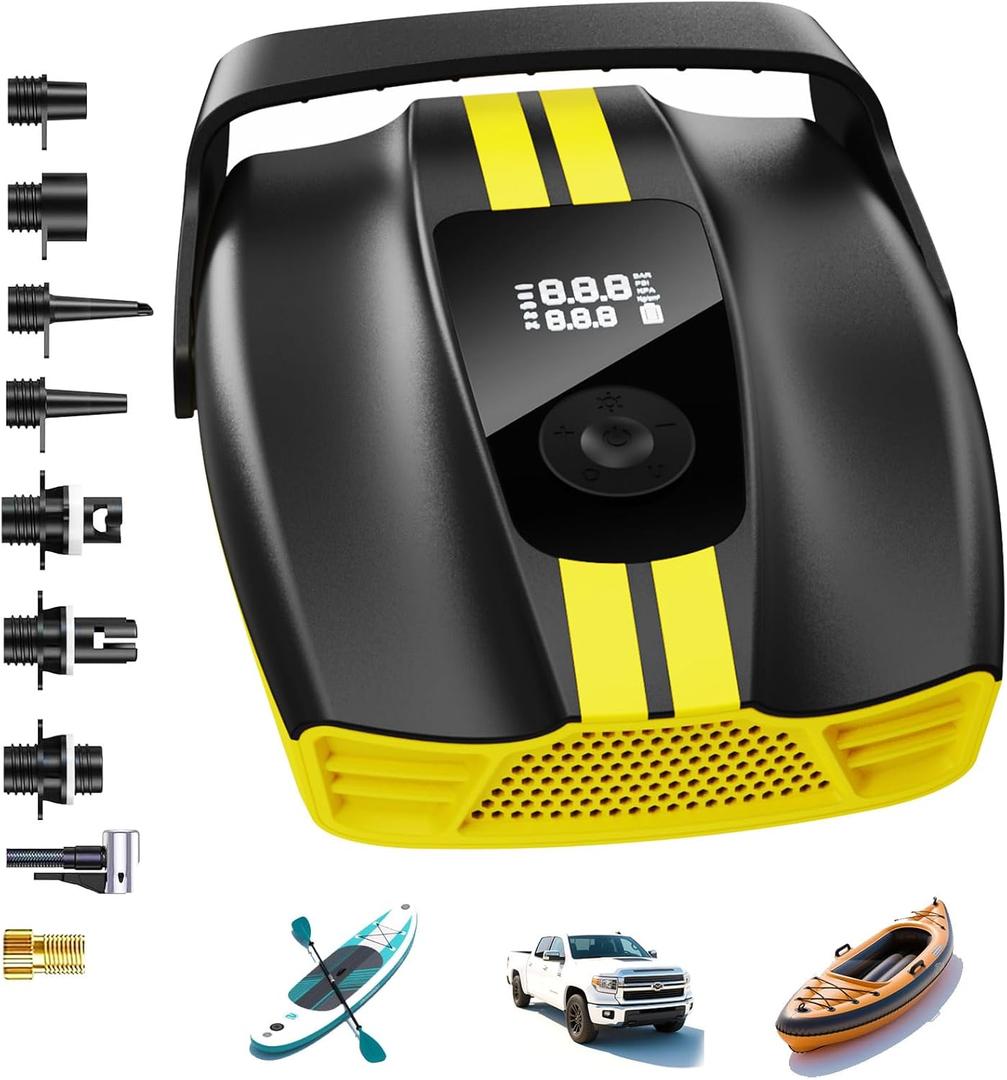 50PSI Paddle Board Pump Electric Portable, Sup Pump with Auto-Off,9 Modes Paddleboard Pump for Stand Up Paddle Board/Car/Kayak/Motorcycle/Bicycle (Non-Rechargeable) (Non-Rechargeable)