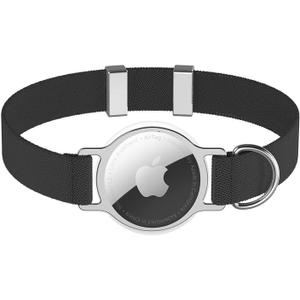 AirTag Cat Collar,Ultra Elastic Cat Tracker Collar with Apple Air Tag Holder, [Lightweight][Scratch Resistant] Stepless Adjustable GPS Pet Collar for Cats Kittens (Black)