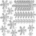 AmazingSpark 45 Pcs Winter Paper Snowflake Table Decorations 3 Sizes 3D Snowflake Tabletop Centerpiece Signs Silver Table Decor for Christmas Winter Wonderland Home Party Holiday Decor Supplies