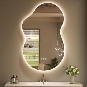 SMIROR 20x32 Irregular Backlit Led Lighted Bathroom Vanity Mirror