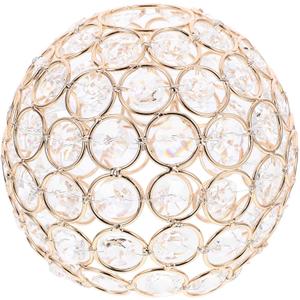 Uonlytech Gold Crystal Chandelier Lamp Shade Round Ceiling Lamp Cover Shade Table Wall Bulb Shade Cover Fixture Decorative Ceiling Light Pendant Shade