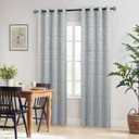 Grey Pattern Curtains 63 Inch Length for Bedroom 2 Panels 50% Blackout Beautiful Cute Embroidered Gingham Textured Decorative Curtain for Living Room Boho Vintage French Country Style 52x63 Gray White