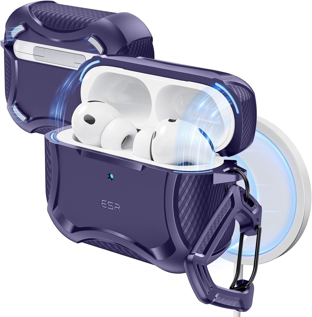 ESR for AirPods Pro 3 Case (2025), Compatible with Airpods Pro 3rd Generation (USB-C Cable), Magnetic Lid, MagSafe Ready, Powerful Drop Protection, Cyber Series, Purple
