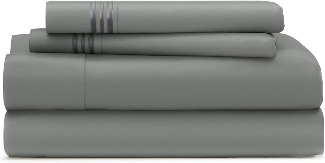 Cosy House Collection Everyday 1500 Series Bed Sheet Set - Ultra Soft & Cool Hotel Luxury Bedding - Deep Pocket - Wrinkle, Stain and Fade Resistant - 4 Piece Set (Queen, Charcoal