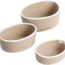 Set of 3 Twisted Weave and Zig Zag Sewn Seagrass Storage Baskets