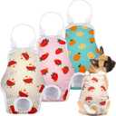 Jollywoods 3 Pack Washable Female Dog Diaper Onesie Sanitary Pantie with Adjustable Suspender, Reusable Fixed Doggie Diapers, Super Absorbent Leakproof for Small Medium Large Dog in Heat Cycle, Fruits, Large(13"-21" Waist)