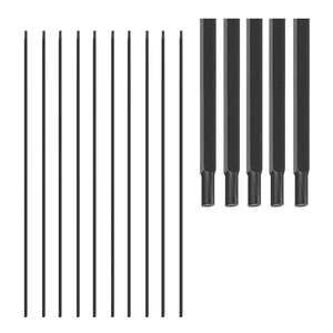 1/2 Inch Wrought Iron Plain Bar Balusters - Hollow Iron Square Metal Stair Balusters - Metal Spindles for Indoor Staircase, Satin Black (50 Pack)