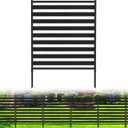 Outdoor Privacy Fence Screen 1 Panel, 54.5" H × 39.4" W Metal Air Conditioner Fence, No-Dig Pool Equipment Enclosure with Metal Stake, AC Unit Cover, Trash Bin Hider for Garden&Backyard, Black