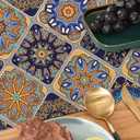 Boho Bohemian Table Runner 36 Inches Long, Vintage Seasonal Blue Table Runners for Party Kitchen Dining Coffee Table Bedroom Dressers Indoor Outdoor, Machine Washable (Bohemian C, 13 x 36)