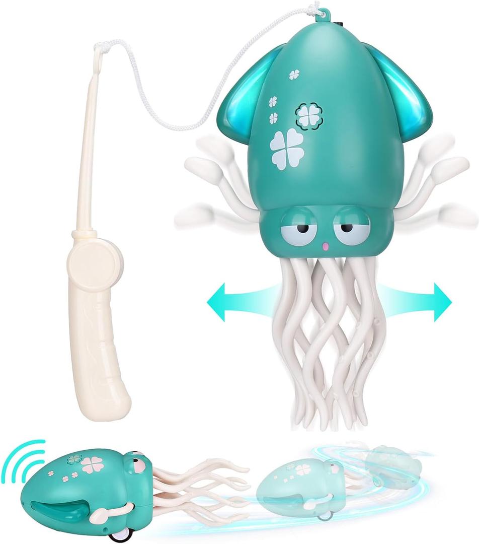 Palksky Dancing Squid Baby Toy in Tummy Time,Magic Electric Octopus Automatic Obstacle Avoidance Toy with Light & Music,Crawling Toys for Learning to Walk,Green