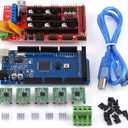 Oumefar RAMPS 1.4 Controller, R3 Board, 5pcs Soldered A4988 Stepper Motor Drivers + 5pcs Heat Sinks + 19pcs Jumpers with USB Cable for RepRap 3D Printer Kit