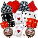 Dice and Poker Cards Casino Balloons Decorations, 14 Pcs Large Dice Casino Theme Balloons for Birthday Party Decoration, Texas Poker Parties Decor Game Night Las Vegas Themed Party Supplies