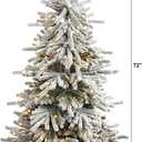 Nearly Natural 6ft. Flocked Long Vermont Pine Artificial Christmas Tree with 758 Bendable Branches and 250 LED Lights in Decorative Planter