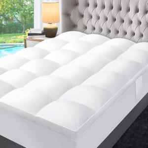 ABENE Mattress Topper for Back Pain Relief, Extra Thick Mattress Pad Pillowtop, Soft Mattress Protector Cover with 8"-21" Deep Pocket (Pure White, Twin XL, Feather Down)