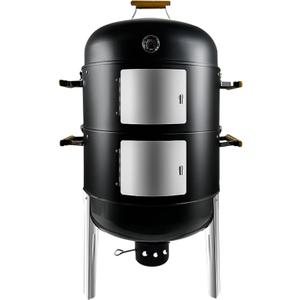 Realcook Vertical Charcoal Smoker Grills: Premium 20.5 Inch BBQ Meat Smokers - Barbecue Charcoal Grill Smoker Combo for Outdoor Cooking Patio Backyard Picnic Party Grilling