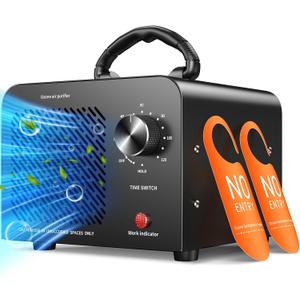 Ozone Generator 48,000mg, Commercial Ozone Machine Odor Removal, High Capacity O3 Ionizer Air Purifier Deodorizer, Portable Mini for Car, Home, Smoke, Pets, Industrial, for 4000 Square Feet -Black