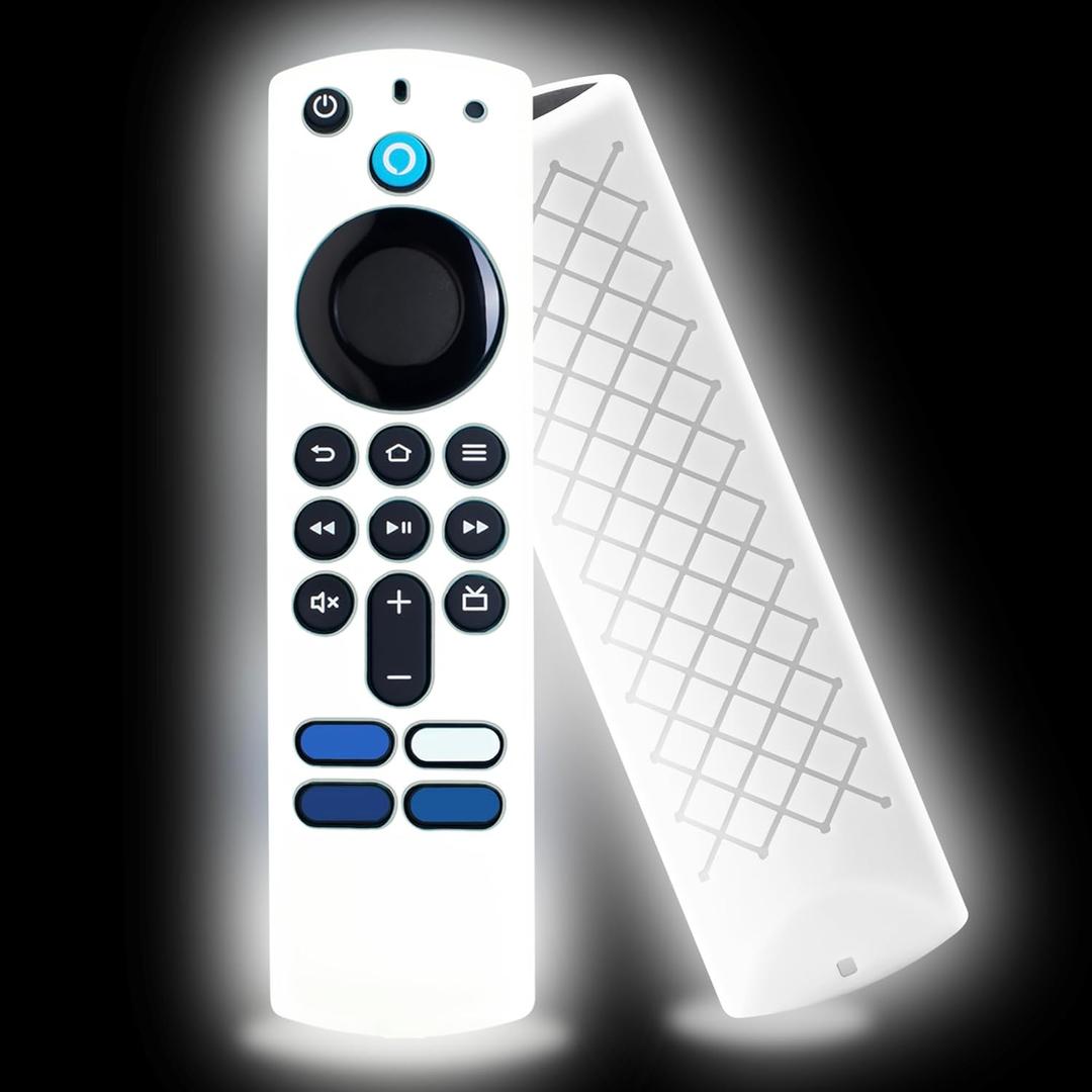 Remote Cover Glow in The Dark for Fire TV Stick 4k HD Remote Cover 3rd Gen, Remote Case Anti Slip Silicone Sleeve (White 1pcs)