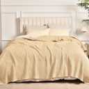 PHF Pacific Home Fashion Cotton Waffle Weave Throw Blanket 50X60 Beige 