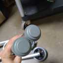 Drive Medical Two-Button Folding Walker With Wheels - Lightweight Rolling Mobility Support - Adjustable Height - Dual Push-Button Operation - 5 Inch Front Wheels - Durable Aluminum - Silver
