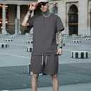 KUYIGO 2 Pieces Outfits Summer Tracksuit Sweatsuits Short Sleeve T-Shirts and Shorts Sets for Generation Z