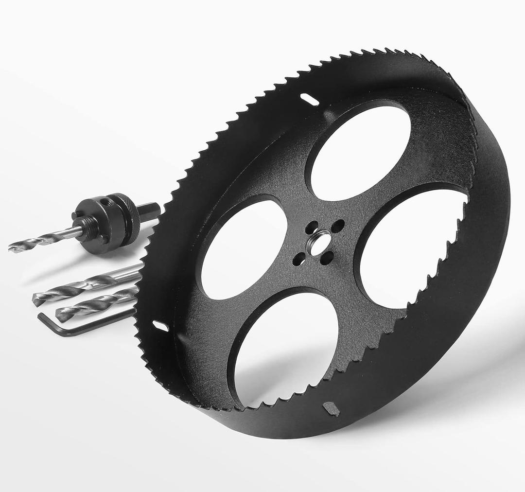9-1/4 Inch Hole Saw with 1/2" Hex Shank Quick Change Arbor, JTemgle Bi-Metal Hole Saw Heavy Duty Hole Cutting Tool for Cornhole Boards, Recessed Lights, Wood, Plastic, Drywall & Soft Metal