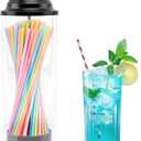 Straw Dispenser Straw Holder for Standard Size Drinking Straws Glass Straw Holder with Lid Drinking Straw Dispensers Straw Container Holds Straws up to 8.5 Inches(COLOR:as shown)