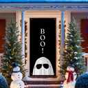 Likjad Boo Ghost Door Cover Decorations, Spooky Ghost Doorway Curtains Door Covers Banners Photography Background Backdrop for Indoor Outdoor Halloween Party Decor, 35 * 79 Inch