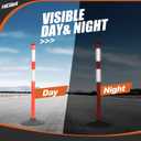 HiGiant 2 Pack 34 Inches Traffic Delineator Posts with Weighted Rubber Base, Portable Orange Safety Posts Cones with Reflective Collars and 5 Ft Plastic Chains for Parking Lot, Construction Work